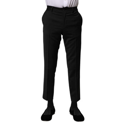Dolce & Gabbana Black Wool Formal Men Cropped Pants Dolce & Gabbana