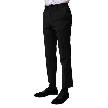 Dolce & Gabbana Black Wool Formal Men Cropped Pants Dolce & Gabbana