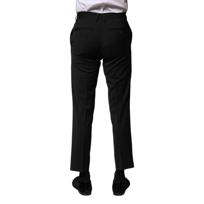 Dolce & Gabbana Black Wool Formal Men Cropped Pants Dolce & Gabbana