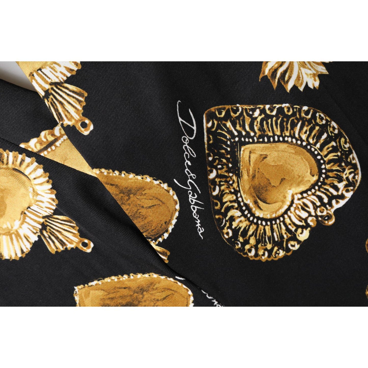 Dolce & Gabbana Black Gold Sacred Heart Print Pants Dolce & Gabbana