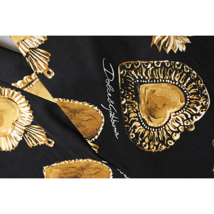 Dolce & Gabbana Black Gold Sacred Heart Print Pants Dolce & Gabbana