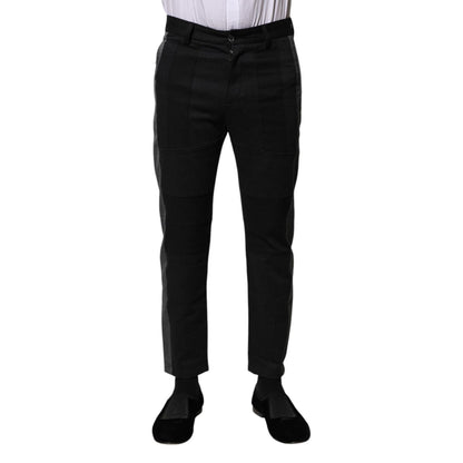 Dolce & Gabbana Black Gray Fantasy Cotton Formal Slim Pants Dolce & Gabbana