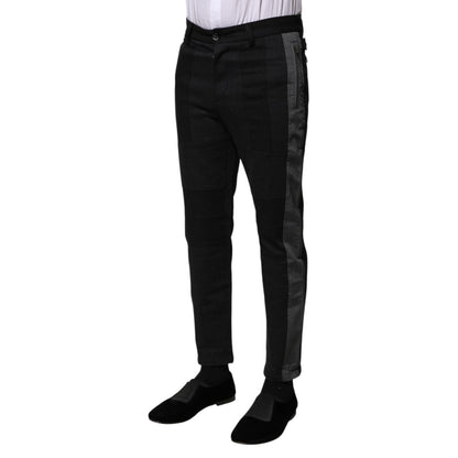 Dolce & Gabbana Black Gray Fantasy Cotton Formal Slim Pants Dolce & Gabbana