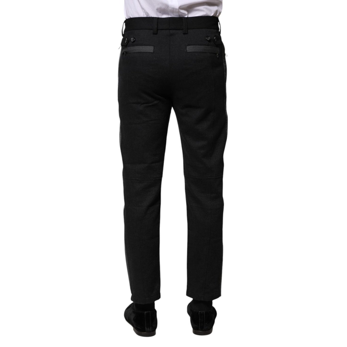 Dolce & Gabbana Black Gray Fantasy Cotton Formal Slim Pants Dolce & Gabbana
