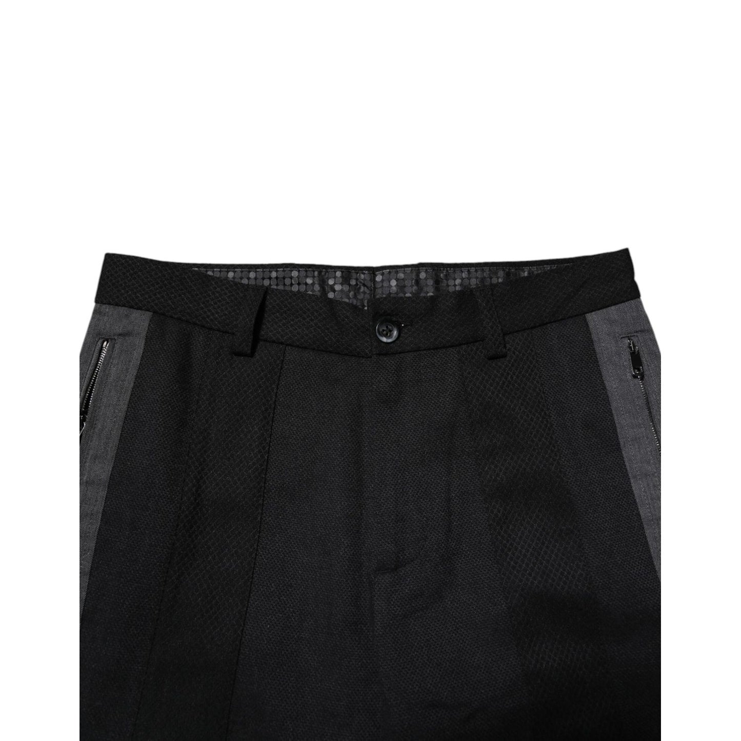 Dolce & Gabbana Black Gray Fantasy Cotton Formal Slim Pants Dolce & Gabbana