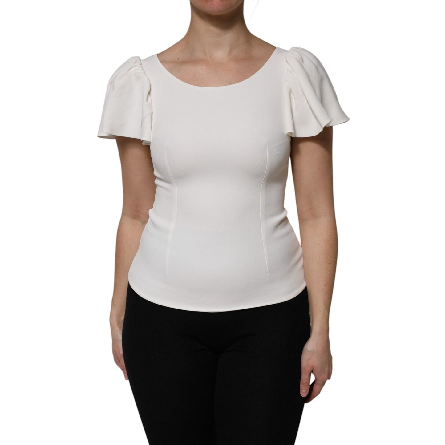 Dolce & Gabbana White Viscose Round Neck Short Sleeves Top Dolce & Gabbana