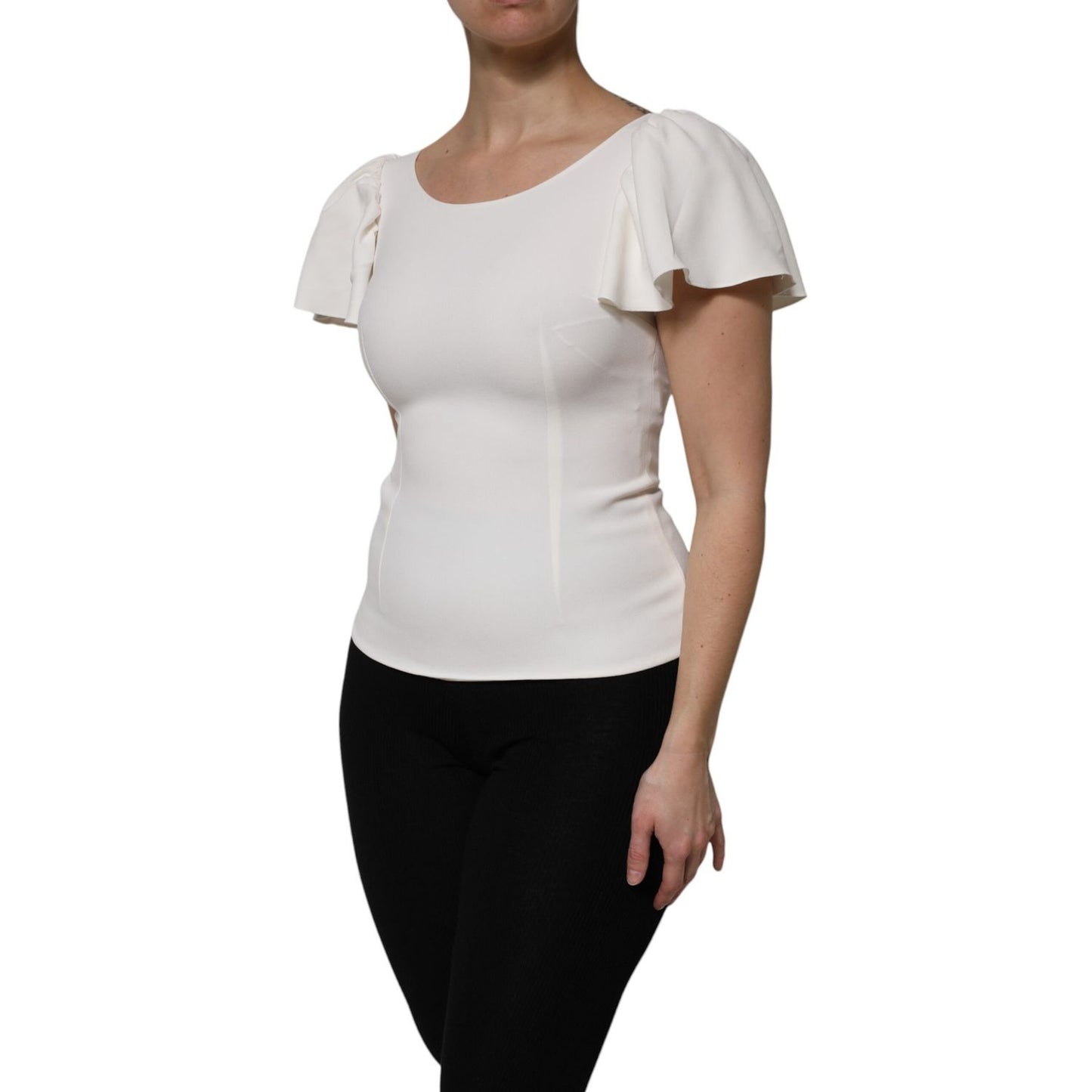 Dolce & Gabbana White Viscose Round Neck Short Sleeves Top Dolce & Gabbana