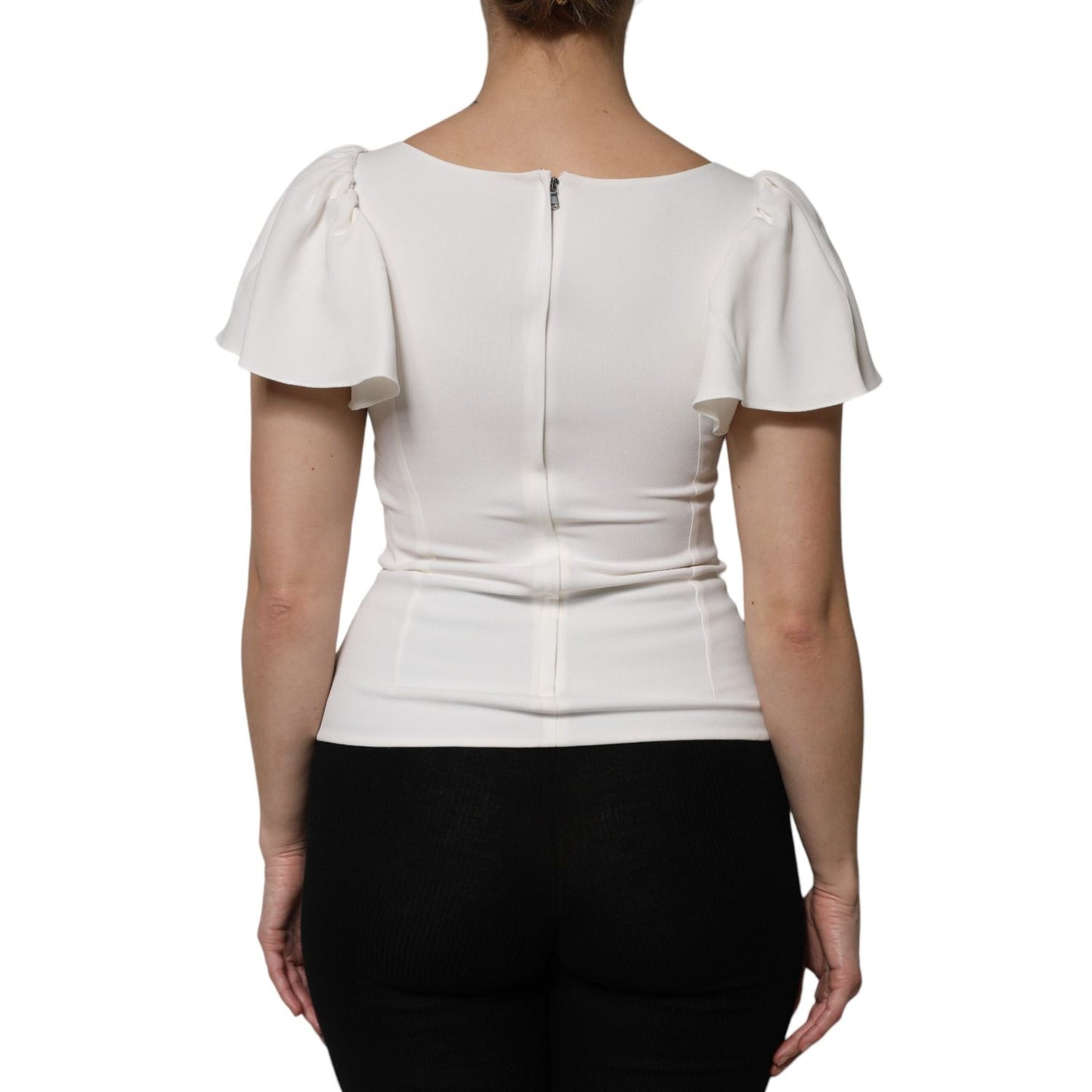 Dolce & Gabbana White Viscose Round Neck Short Sleeves Top Dolce & Gabbana