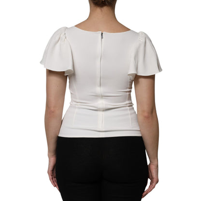 Dolce & Gabbana White Viscose Round Neck Short Sleeves Top Dolce & Gabbana