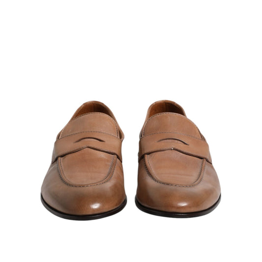 Brunello Cucinelli Brown Leather Loafer Dress Formal Shoes MV7268-43