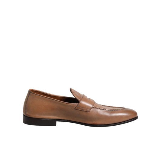 Brunello Cucinelli Brown Leather Loafer Dress Formal Shoes MV7268-43