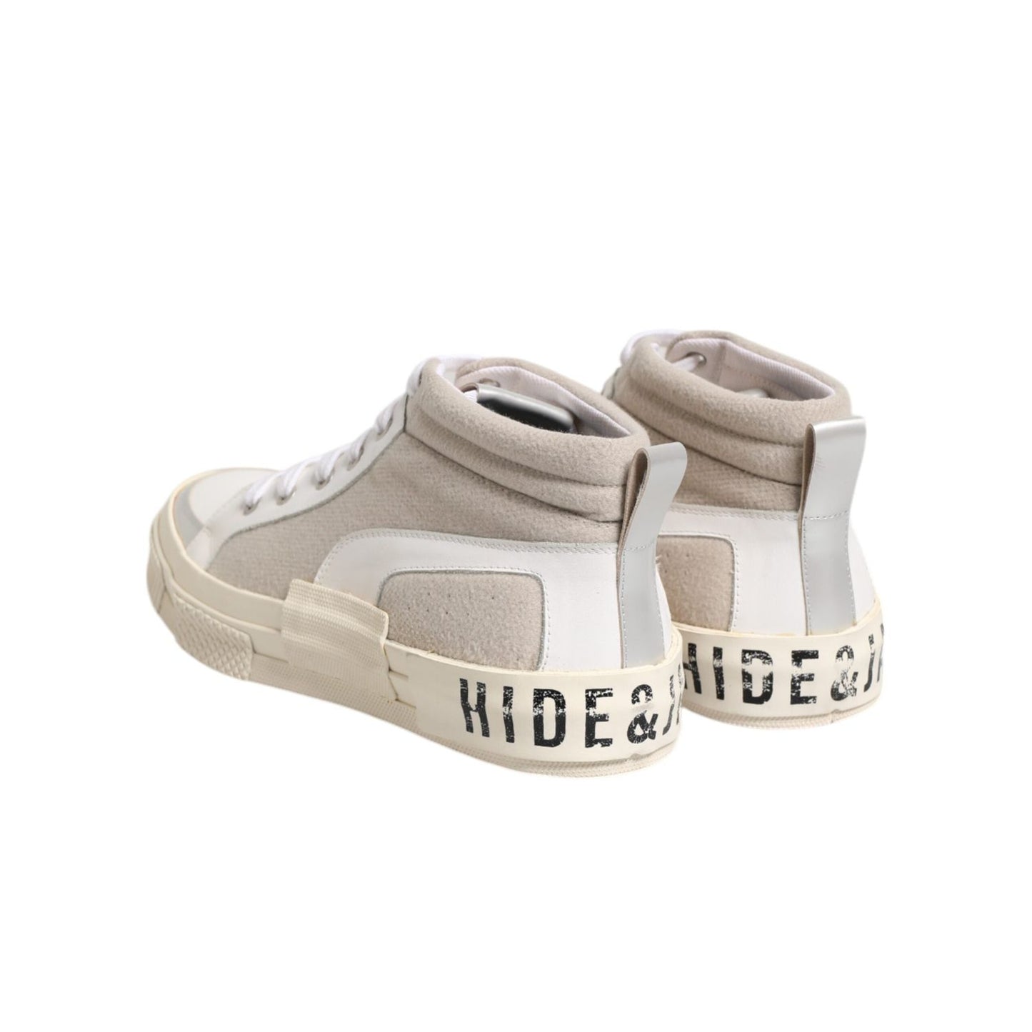 HIDE & JACK White Beige Lace Up Mid Top Casual Sneakers Shoes MV7275-43