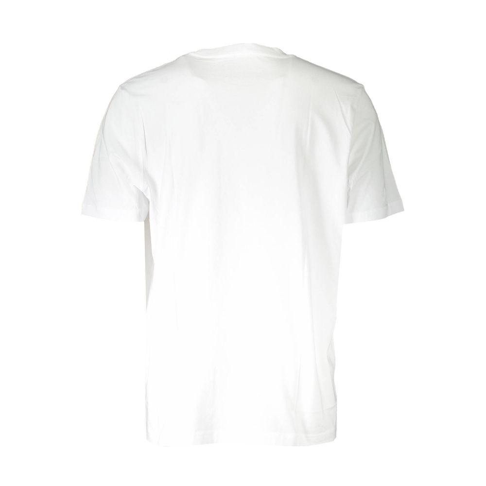 Back view of Diesel White Cotton Men T-Shirt, showcasing premium quality and classic design with bold brand logo.