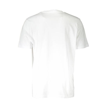 Back view of Diesel White Cotton Men T-Shirt, showcasing premium quality and classic design with bold brand logo.