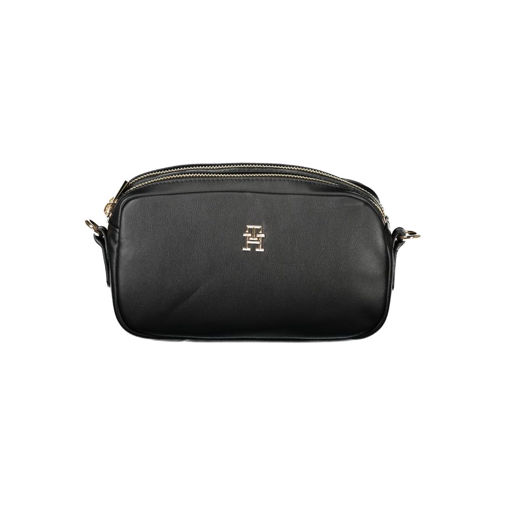 Tommy Hilfiger Black Polyester Women Handbag with adjustable strap and zip closure
