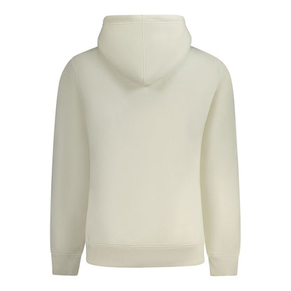 Calvin Klein White Cotton Men Sweater with embroidery, sustainable eco-friendly recycled material, back view of stylish hoodie.