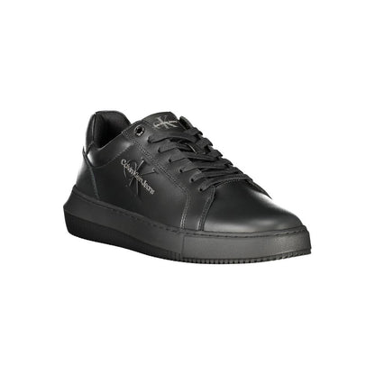 Calvin Klein Black Polyester Sneaker with laces, removable footbed, contrasting details, and logo, made of 50% recycled materials.