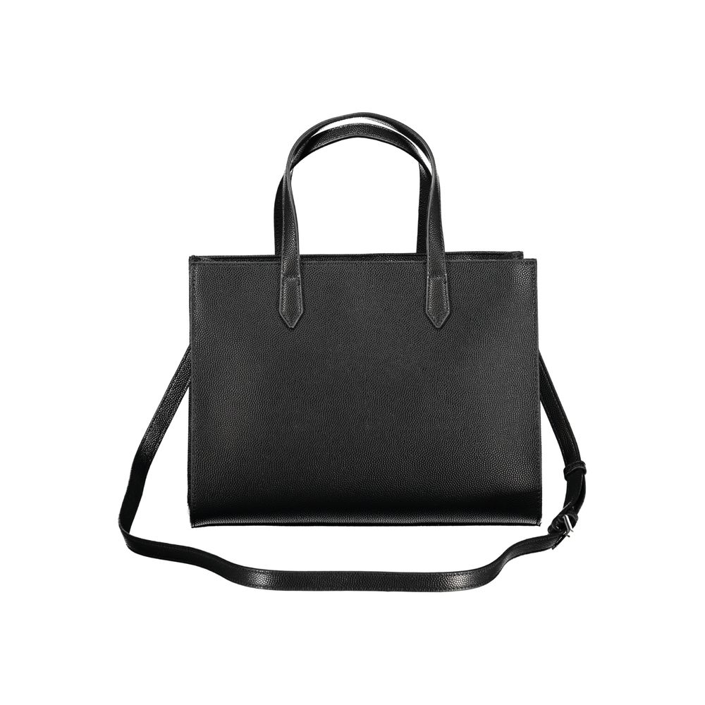Mario Valentino Black Polyethylene Women Handbag with dual handles and adjustable strap, elegant and practical design.