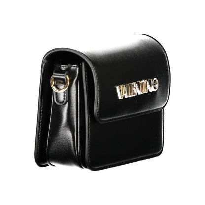 Elegant Mario Valentino Black Polyethylene Women Handbag with iconic logo and adjustable strap, showcasing sophistication and versatility
