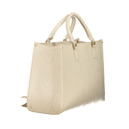 Mario Valentino Beige Polyethylene Women Handbag with dual handles and adjustable shoulder straps