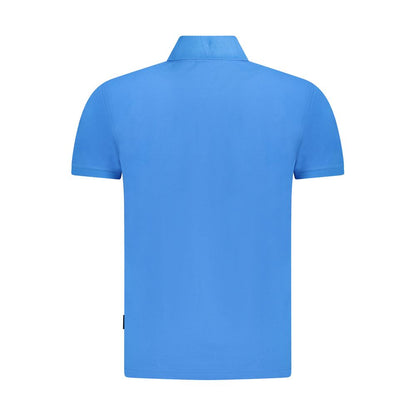 Napapijri Blue Cotton Men Polo Shirt back view showcasing relaxed fit and vibrant color.