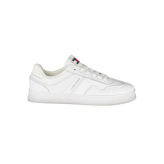 Tommy Hilfiger White Polyethylene Women Sneaker with dynamic design and removable footbed for comfort.