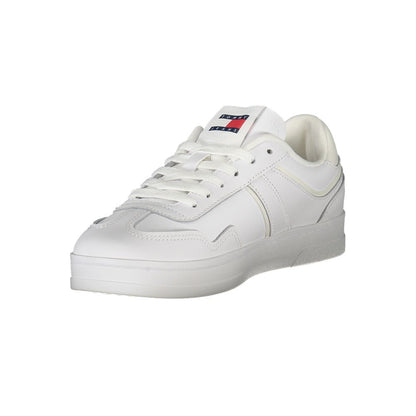 Tommy Hilfiger White Polyethylene Women Sneaker with a stylish design and removable footbed for comfort.