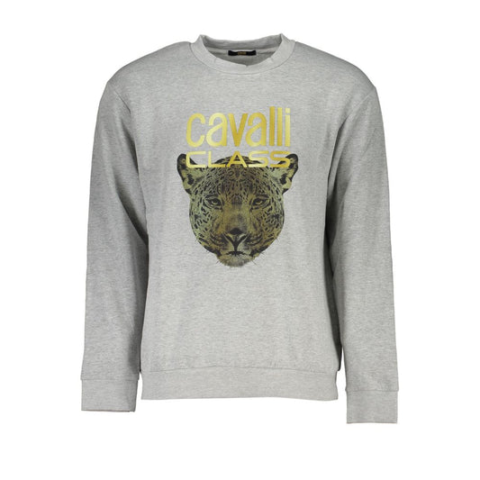 Cavalli Class Elegant Gray Crew Neck Designer Sweatshirt CA-28866-S