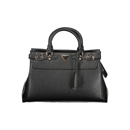 Guess Jeans Black Polyethylene Women Handbag with chic design, eco-friendly material, and spacious compartments for essentials.