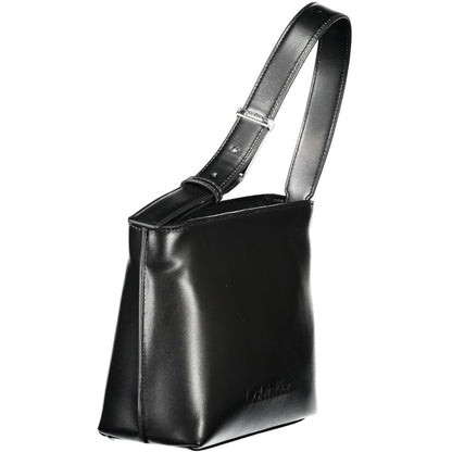 Calvin Klein Black Polyester Women Handbag, eco-friendly shoulder bag with single handle and sleek design, luxury accessory.