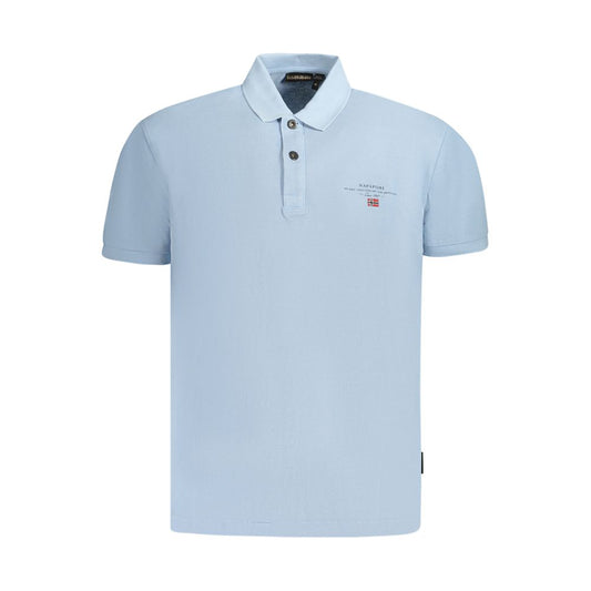 Napapijri Light Blue Cotton Men Polo Shirt NA-35696-S
