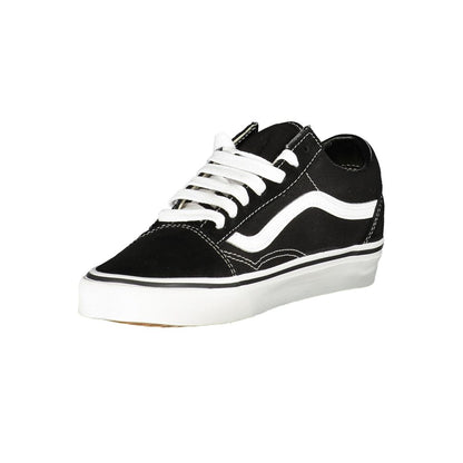 Vans Black Leather Men Sneaker with iconic side stripe, showcasing sleek and stylish design ideal for trendsetters.