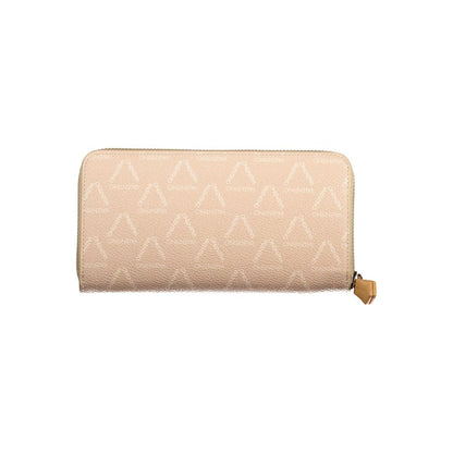 Mario Valentino Beige Polyethylene Wallet with zip closure, contrasting details, and logo design