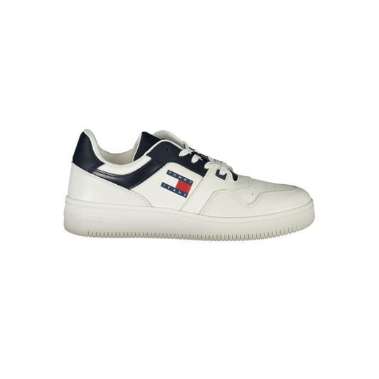 Tommy Hilfiger Blue Leather Men Sneaker with contrasting details and iconic logo
