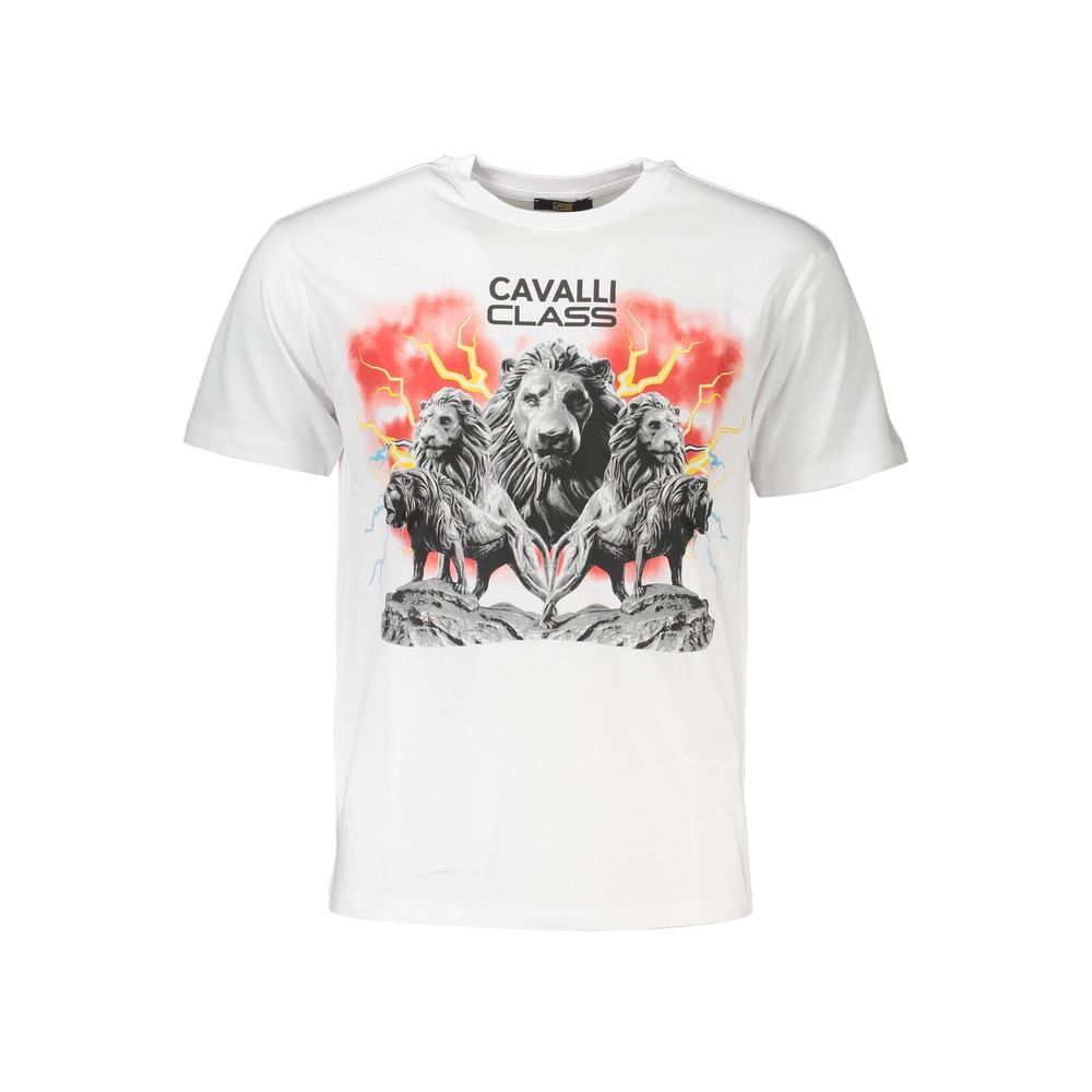 Cavalli Class White Cotton T-Shirt