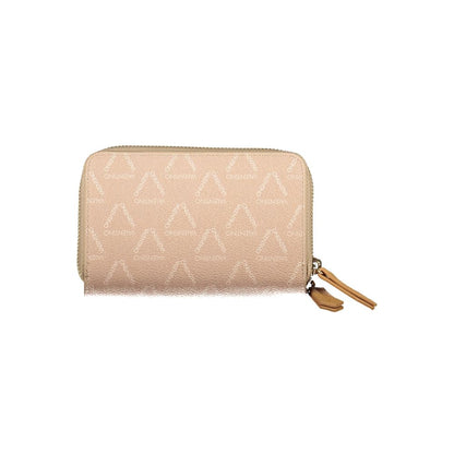 Mario Valentino Beige Polyethylene Women Wallet featuring logo pattern and zip closure