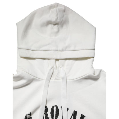Dolce & Gabbana White Cotton DG ROYAL Print Hooded Sweater Dolce & Gabbana