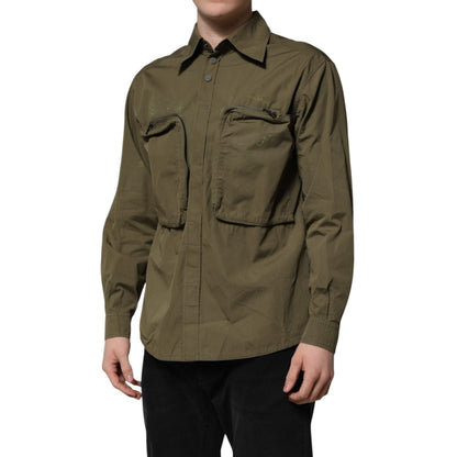 Dolce & Gabbana Army Green Button Down Long Sleeves Shirt Dolce & Gabbana