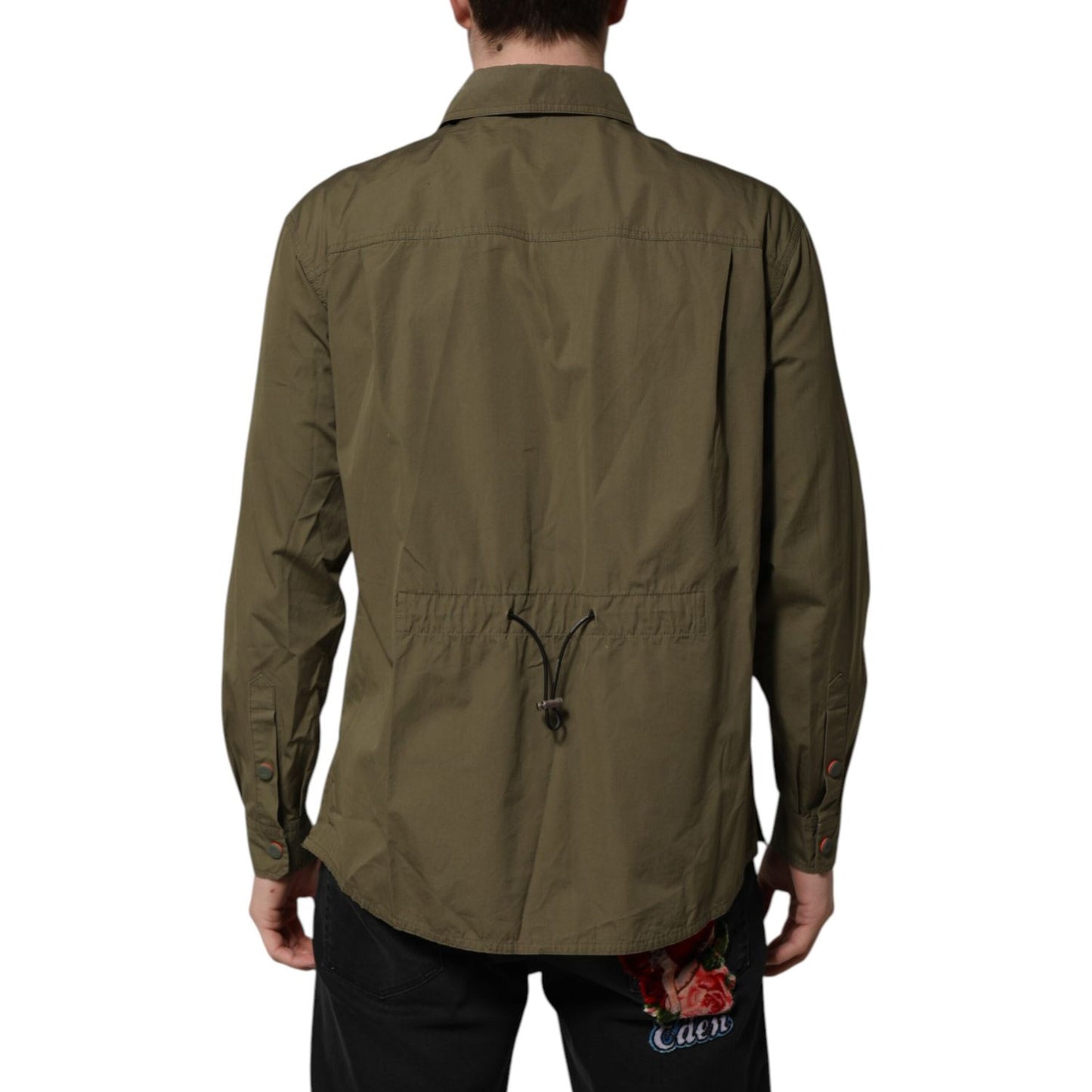 Dolce & Gabbana Army Green Button Down Long Sleeves Shirt Dolce & Gabbana