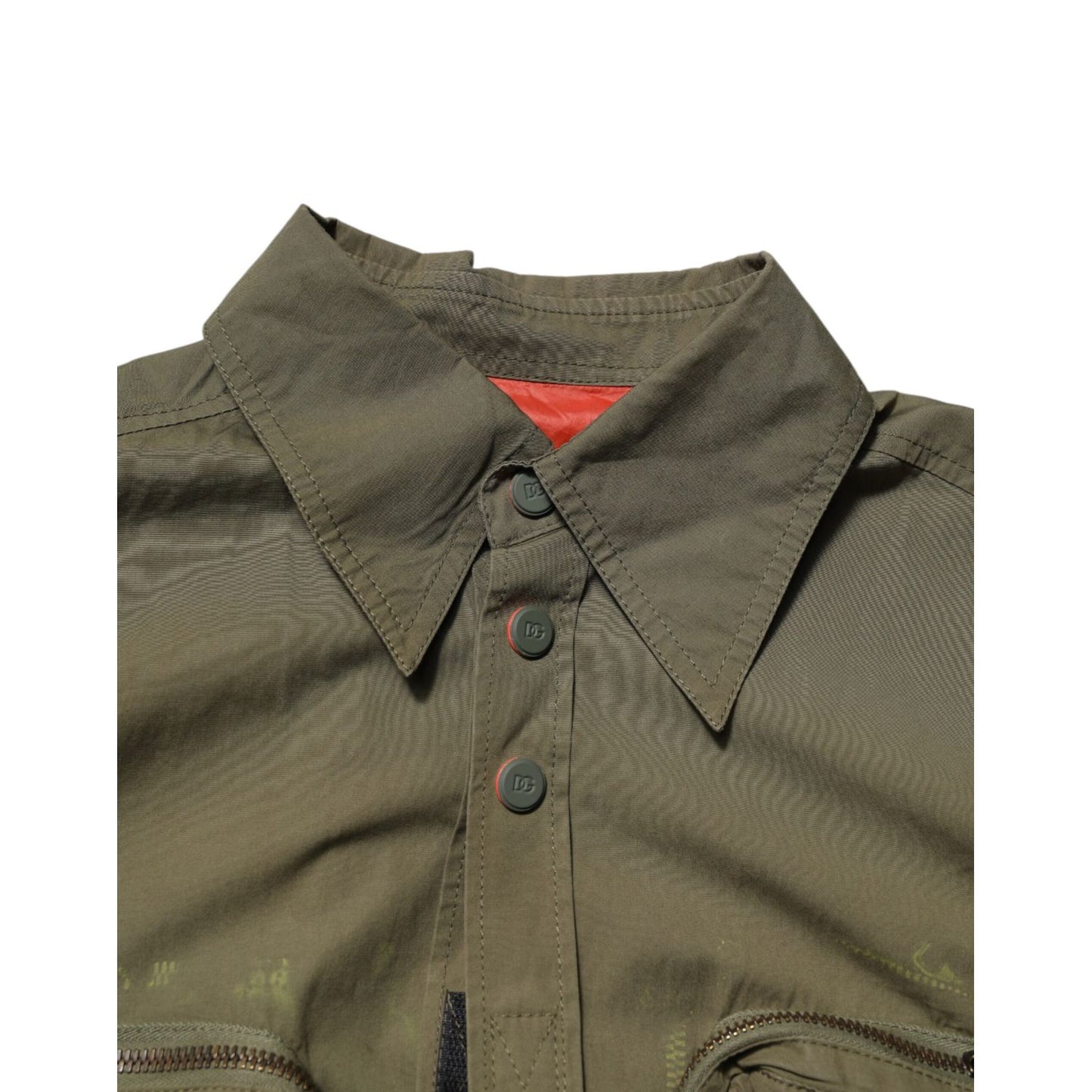 Dolce & Gabbana Army Green Button Down Long Sleeves Shirt Dolce & Gabbana