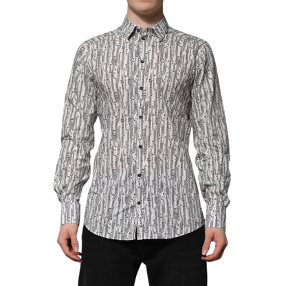 Dolce & Gabbana White Floral Print Casual Long Sleeves Shirt Dolce & Gabbana
