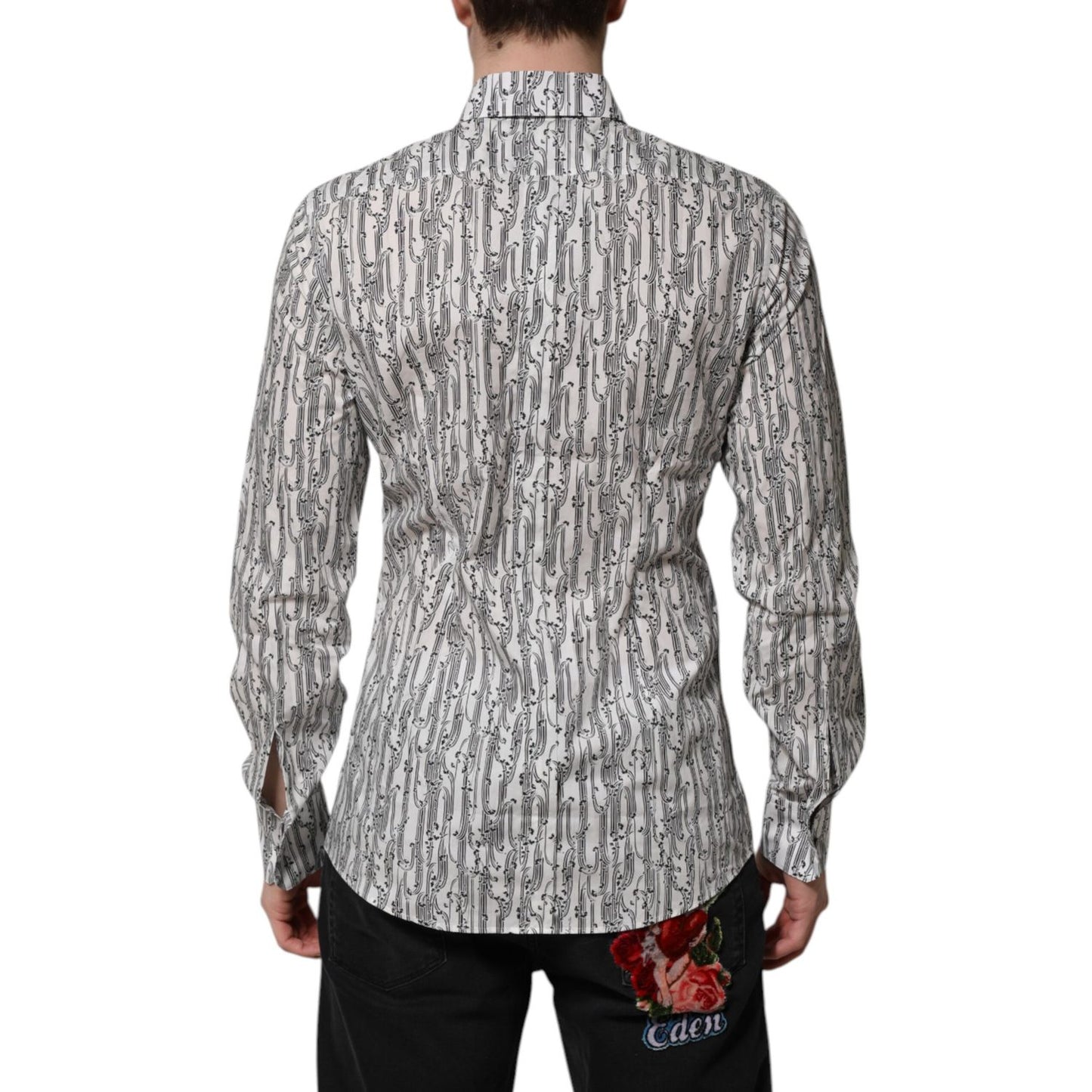 Dolce & Gabbana White Floral Print Casual Long Sleeves Shirt Dolce & Gabbana