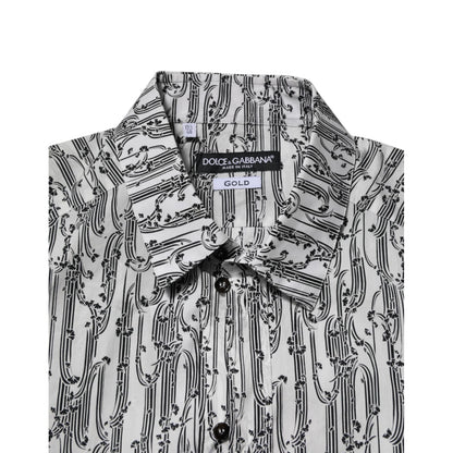 Dolce & Gabbana White Floral Print Casual Long Sleeves Shirt Dolce & Gabbana