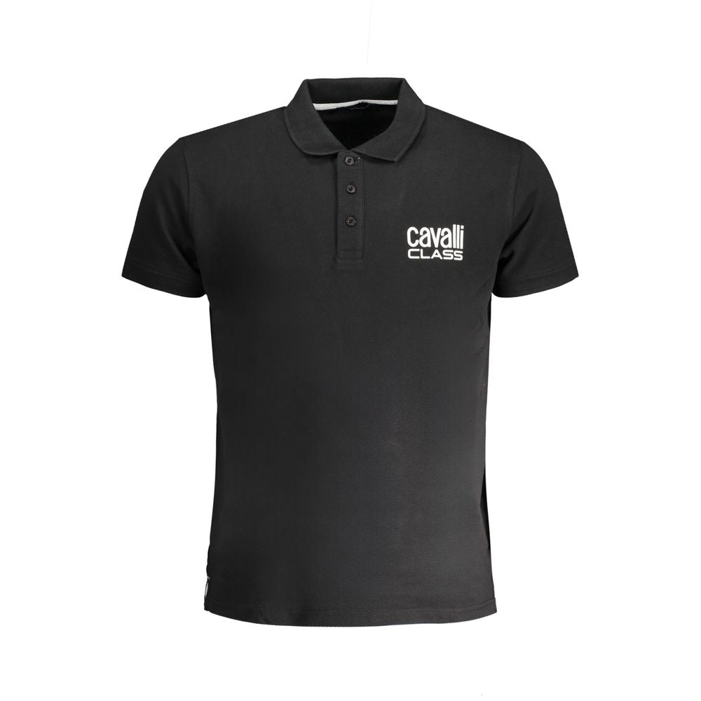 Cavalli Class Black Cotton Men Polo Shirt