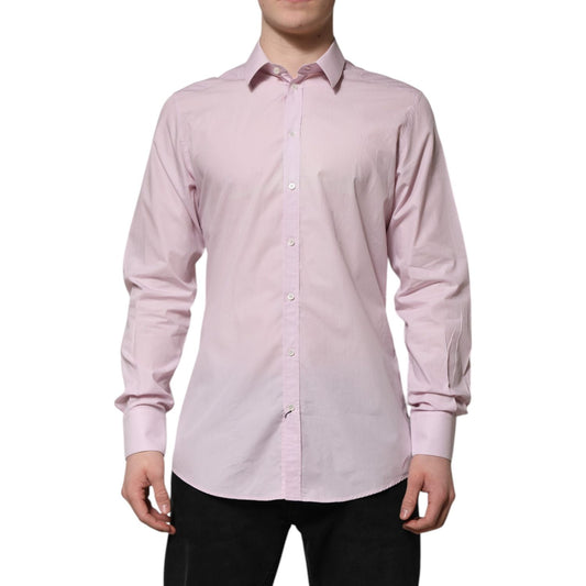 Dolce & Gabbana Pink Cotton GOLD Long Sleeves Dress Shirt TSH906904-41