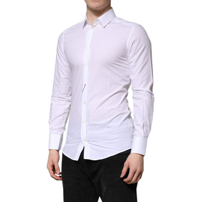 Dolce & Gabbana White Cotton GOLD Long Sleeves Dress Shirt Dolce & Gabbana