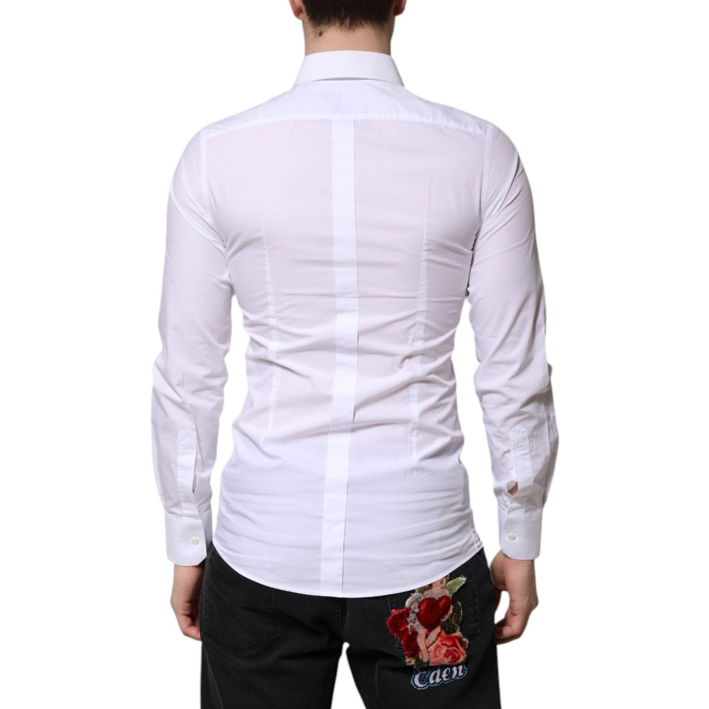 Dolce & Gabbana White Cotton GOLD Long Sleeves Dress Shirt Dolce & Gabbana