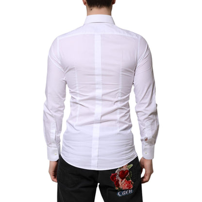 Dolce & Gabbana White Cotton GOLD Long Sleeves Dress Shirt Dolce & Gabbana