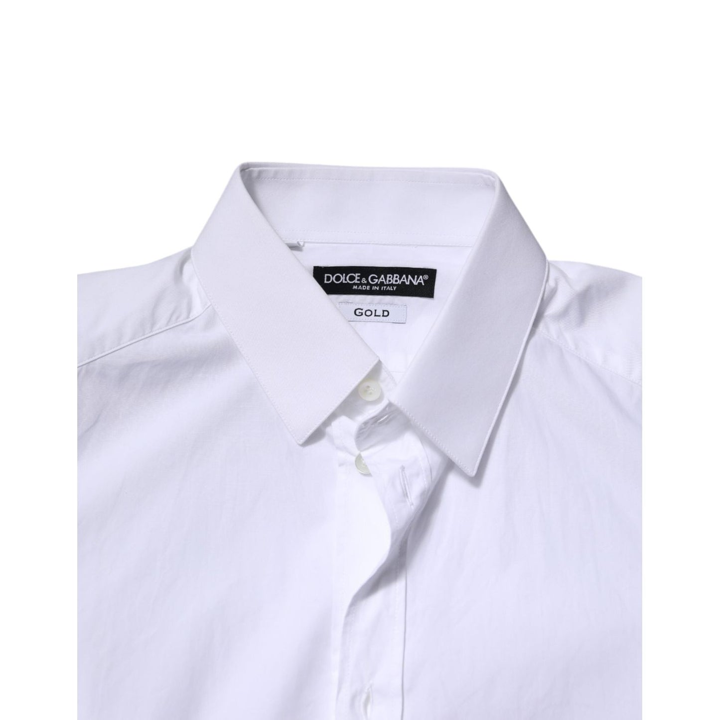 Dolce & Gabbana White Cotton GOLD Long Sleeves Dress Shirt Dolce & Gabbana