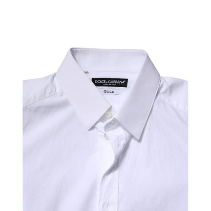 Dolce & Gabbana White Cotton GOLD Long Sleeves Dress Shirt Dolce & Gabbana